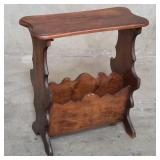 Vintage walnut end table with magazine rack