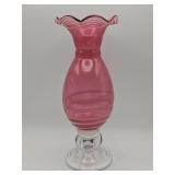 Vintage hand-blown cranberry art glass vase with