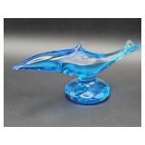 Signed Ron Ray vintage hand-blown blue art