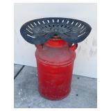 Rustic milk can tractor stool