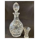 Vintage crystal decanter with one shot glass