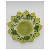 Vintage green pressed glass bowl with