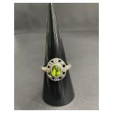 Vintage sterling silver ring  with green gemstone