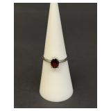 Vintage sterling silver ring with red gemstone