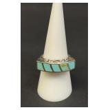 Vintage sterling silver ring with turquoise inlay