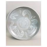 Studio pottery centerpiece shallow bowl, signed