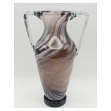 Vintage hand-blown smoky brown and white swirl
