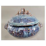 Signed studio pottery covered bowl