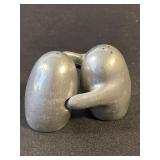 Vintage interlocking aluminum salt and pepper