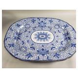 Antique blue and white transferware platter