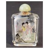 Vintage Chinese hand painted glass snuff bottle