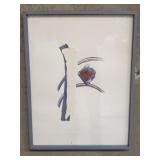 Signed framed mixed media abstract