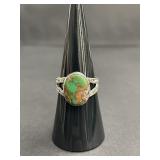 Vintage sterling silver ring with green stone