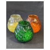 Mid-century colored glass textured candles