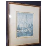 Pair of vintage John Moll paintings under glass