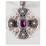 Mid-century sterling silver Maltese cross pendant