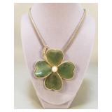 Vintage Swoboda signed,  jadeite and gold-tone