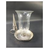 Antique sterling silver chamber stick with a