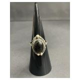 Vintage sterling silver ring with black cabochon