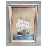 Antique maritime painting on silk