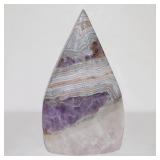 Amethyst flame and mountain agate laced crystal