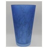 Vintage hand-blown blue frosted studio art glass
