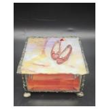 Decorative beveled glass trinket box with fused