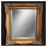 Vintage French gilt wood and gesso beveled mirror