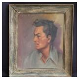 Vintage signed oil painting portrait on board