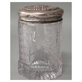 Vintage cut glass jar with sterling silver lid