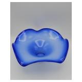 Vintage hand-blown blue opalescent freeform
