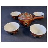 Traditional Japanese teapot ceramic with glazed