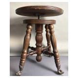 Antique wood piano stool
