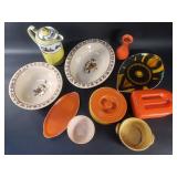 Group of porcelain and ceramic teapot, bowls,