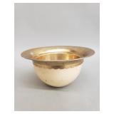 Mid-century Modern ostrich egg bowl with brass