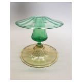 Vintage Steuben uranium and yellow glass candle