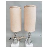Pair of vintage glass and marble table lamps