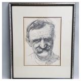 Signed charcoal drawing portrait