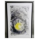 Signed mixed media under plexi gass