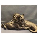 Vintage plaster lion sculpture