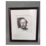 Signed Glenn Vilppu "Self Portrait" etching