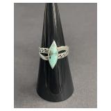 Sterling silver and turquoise marquise ring