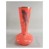 Vintage silver inlaid art glass vase