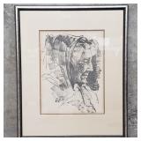 Signed charcoal drawing portrait
