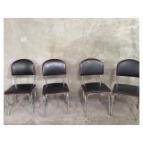 4 Art Deco-style faux leather and chrome chairs