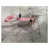 Industrial metal horse and rider sculpture