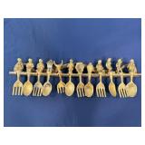 Vintage wood spoons & forks with display holder