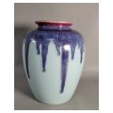 Mid century purple and blue glazed porcelain vase