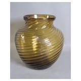 19th century swirled hand blown amber glass vase