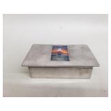 Arts and Crafts pewter and enamel trinket box